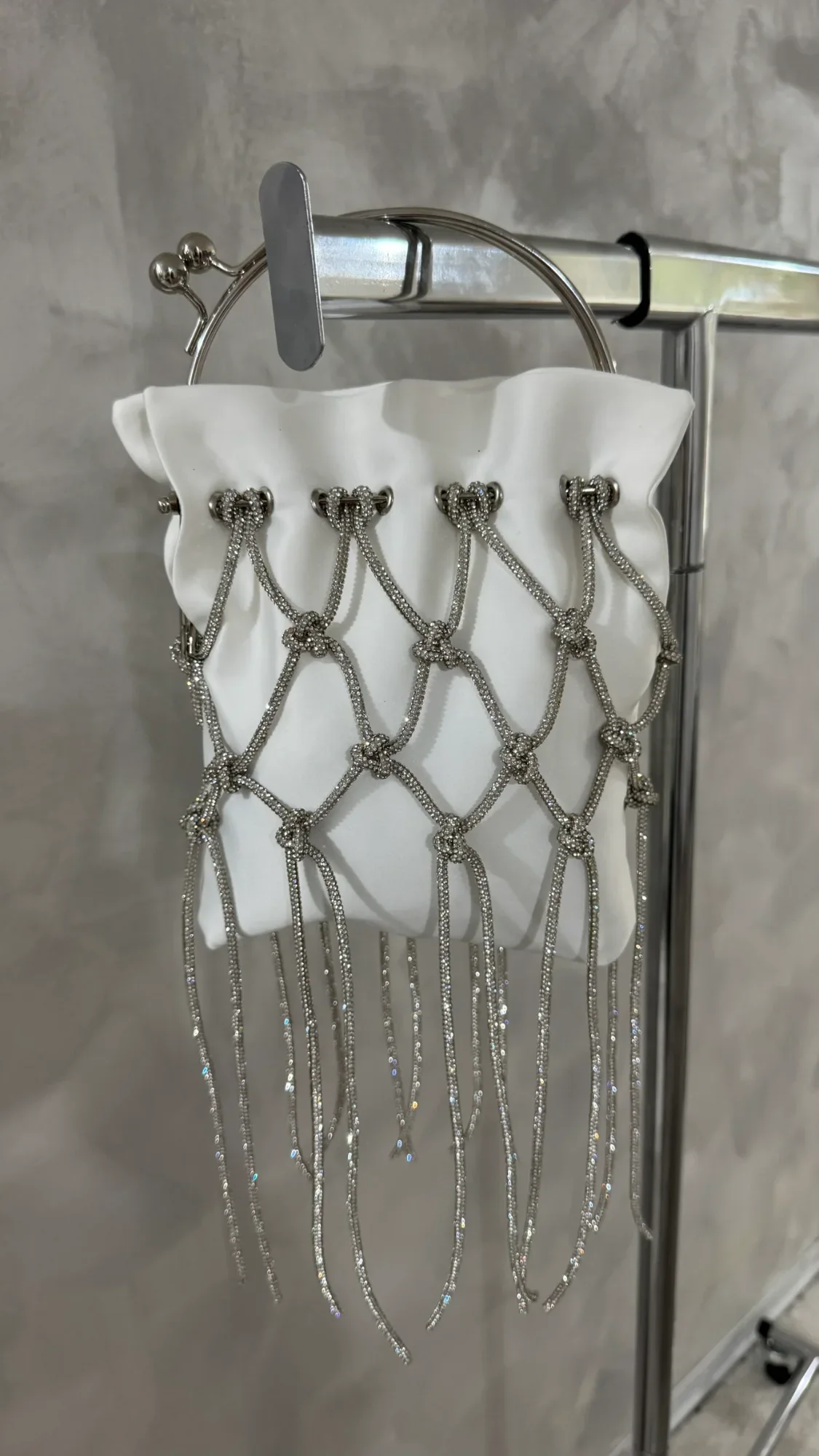 Ručně vyráběná Crystal Rope Kabelka – White