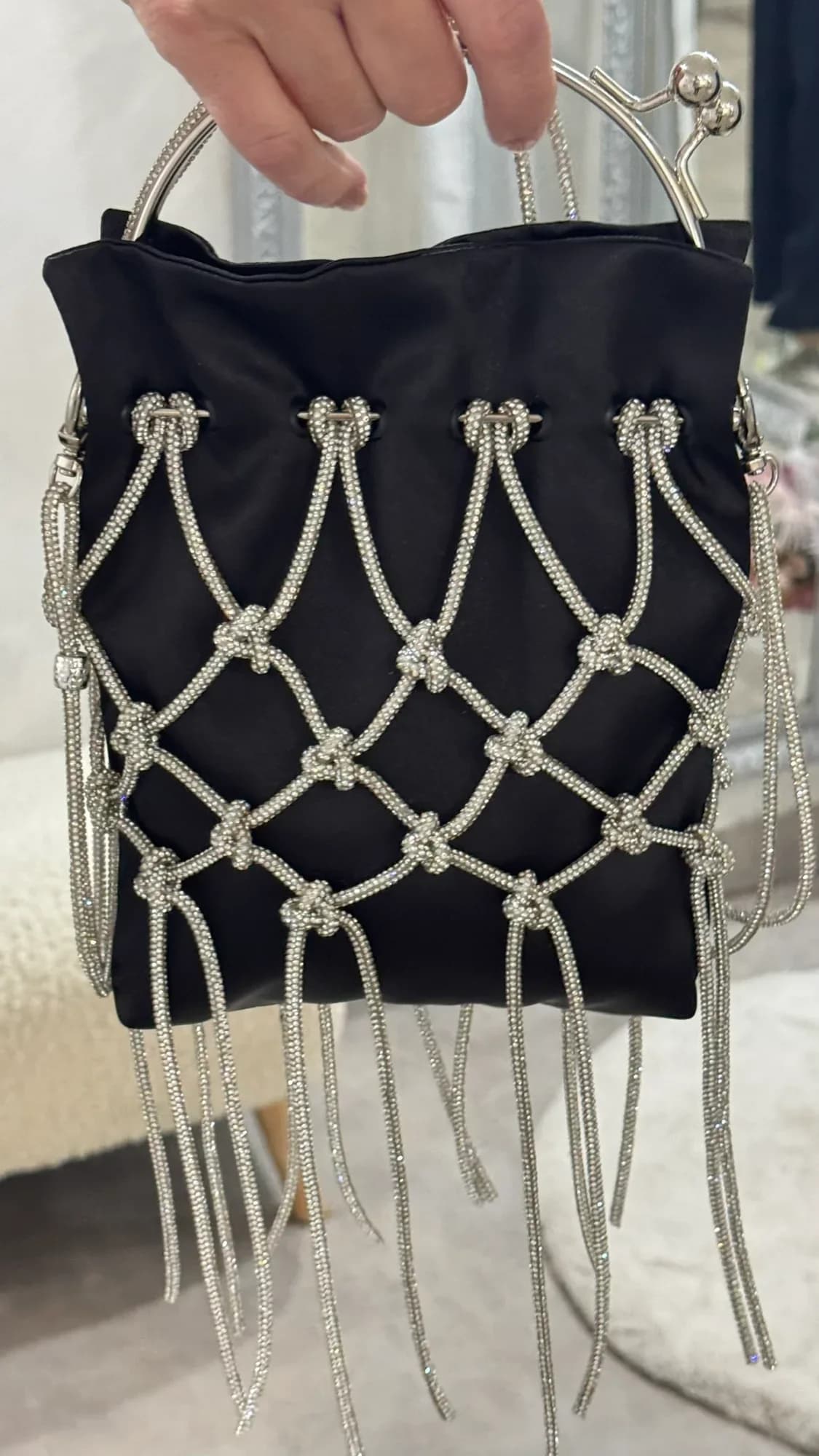 Ručně vyráběná Crystal Rope Kabelka – Black