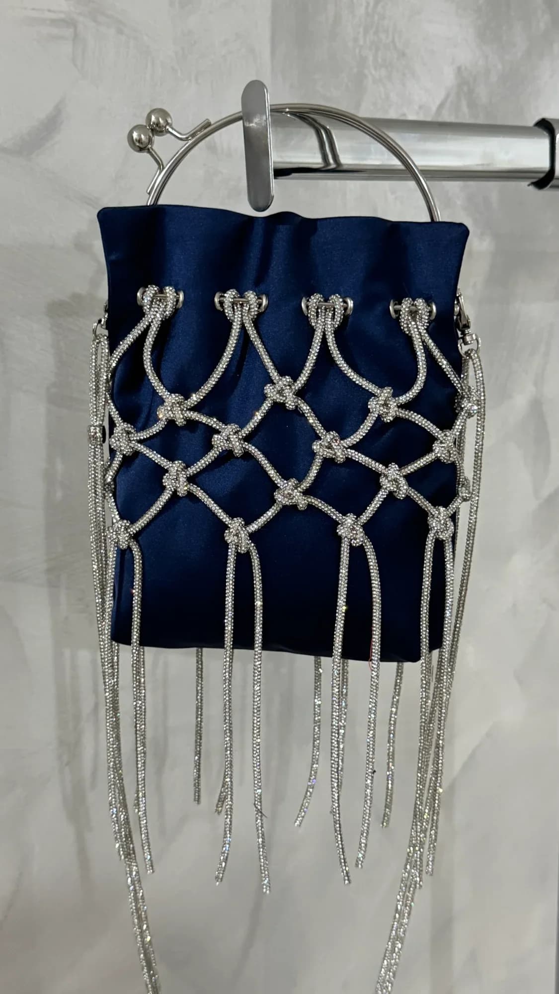 Ručně vyráběná Crystal Rope Kabelka – Navy